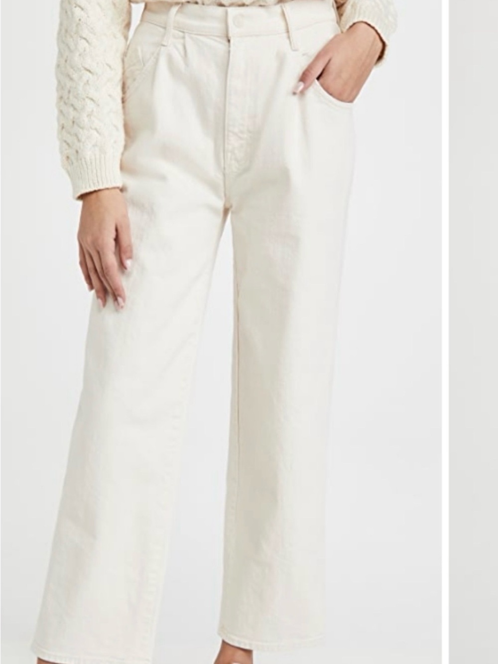 Mother Superior The Half Spring Pleated Greaser Ankle Jeans in Act Natural